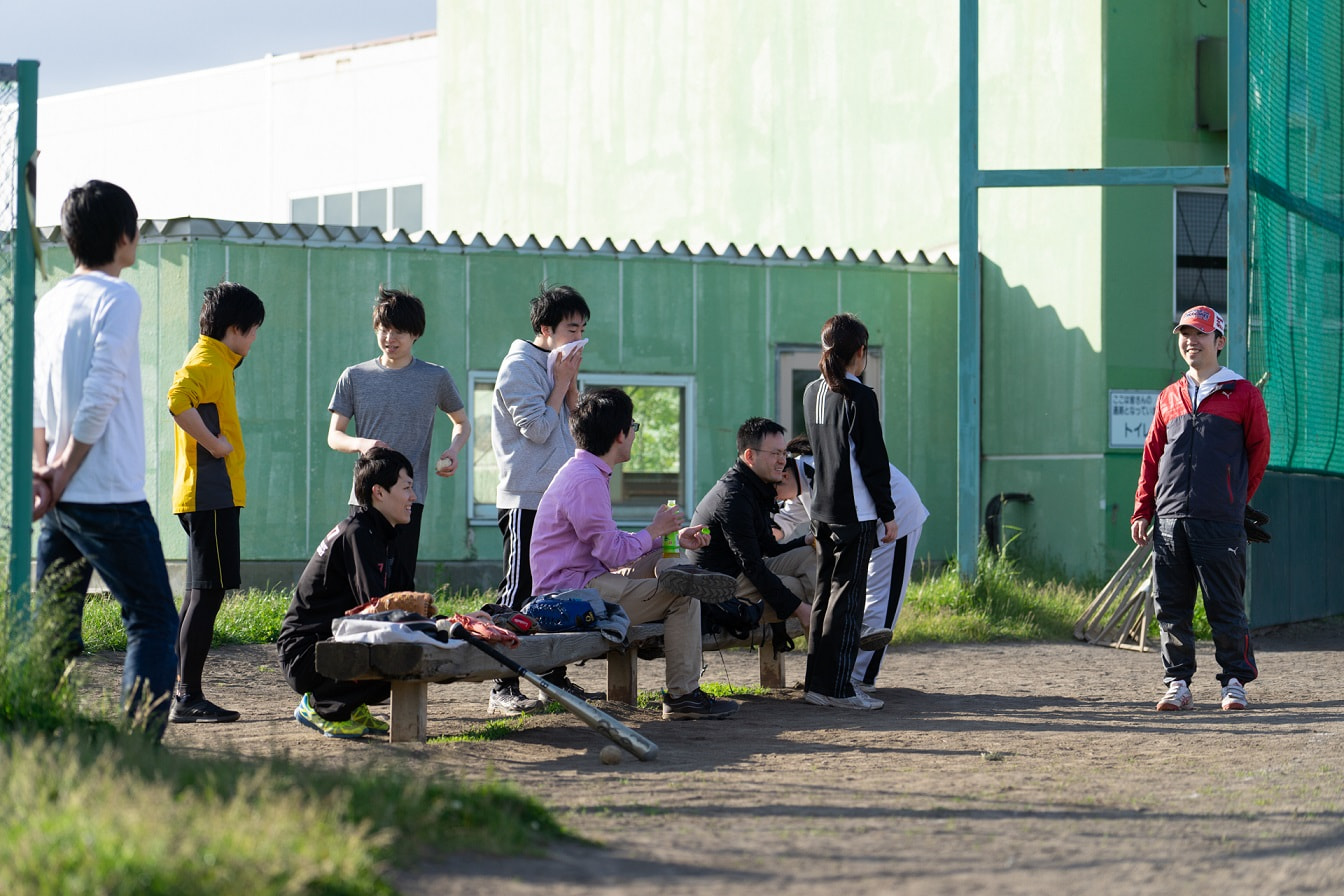 研究室の野球練習